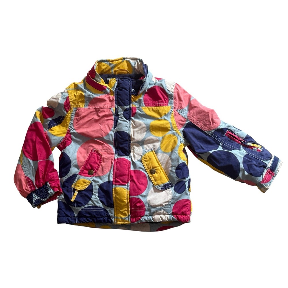 MINI BODEN Girls Kids 3-4 Yrs Ski Coat Blue Spots‎ Winter Snow Lined Zip Snap